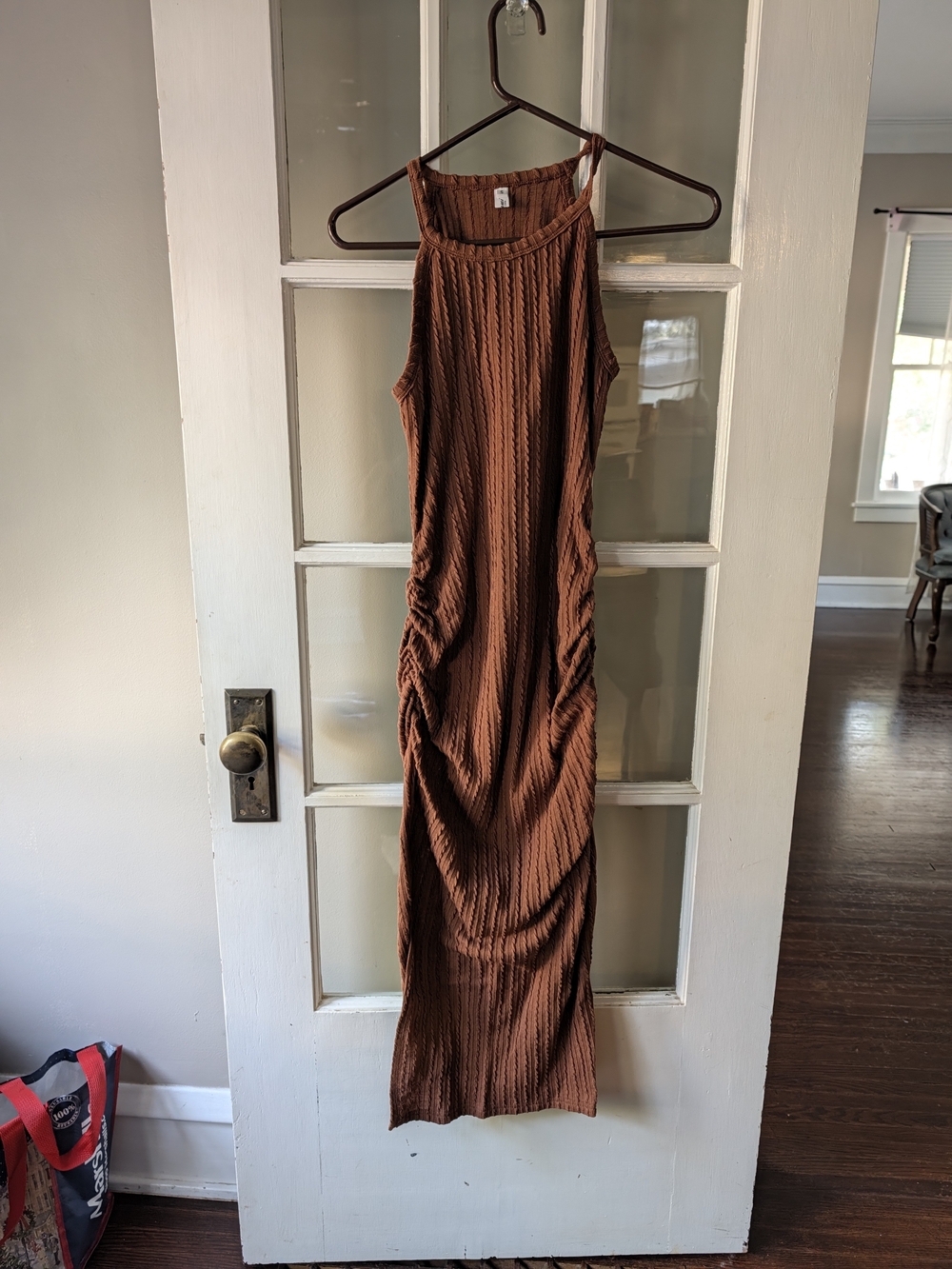Aiswi Side Scrunch Maternity Dress Size Small Casual Boho Strech Church Casual